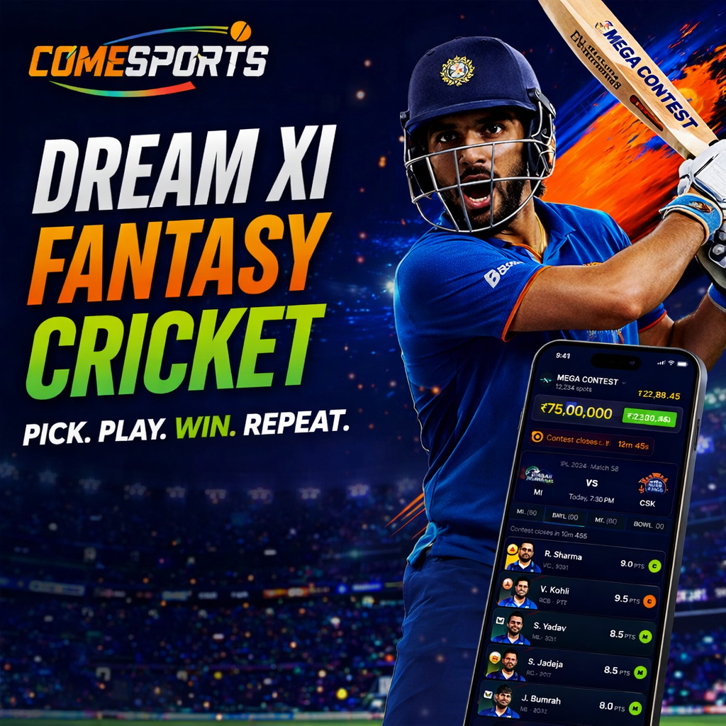 Come Cricket Club Dream XI fantasy cricket ad visual