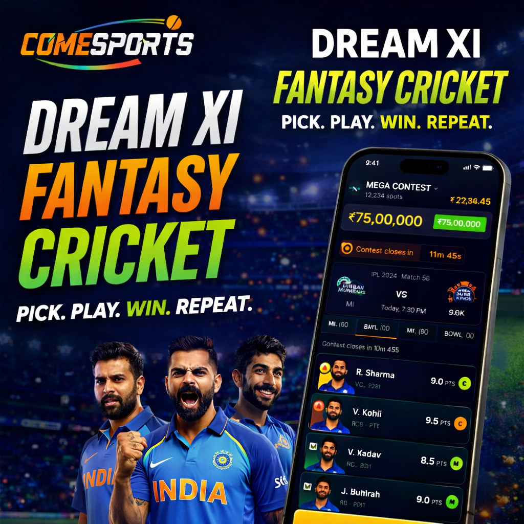 Come Cricket Club fantasy cricket challenge visual